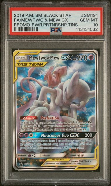 Mewtwo & Mew GX SM191 Sun & Moon Black Star Promo PSA 10 113131532