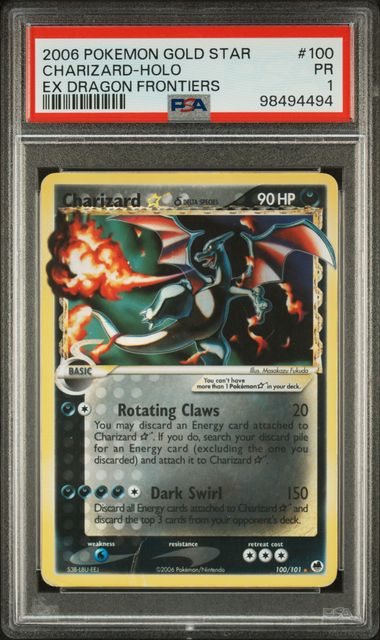 Charizard Gold Star 100/101 EX Dragon Frontiers PSA 1 98494494