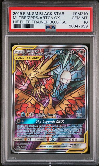 Moltres & Zapdos & Articuno GX SM210 Black Star Promo PSA 10 98347639
