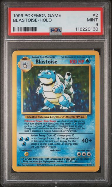 Blastoise 2/102 Base Set Unlimited PSA 9 116220130