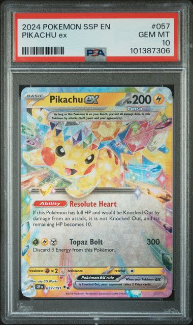 Pikachu ex 057/191 Surging Sparks PSA 10 101387306