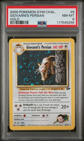 Giovanni's Persian - Holo 8/132 Gym Challenge PSA 8 117545266
