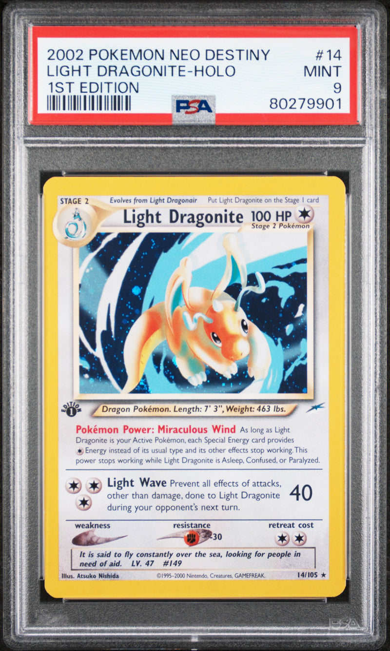 Light Dragonite 14/105 1st Edition Neo Destiny PSA 9 80279901