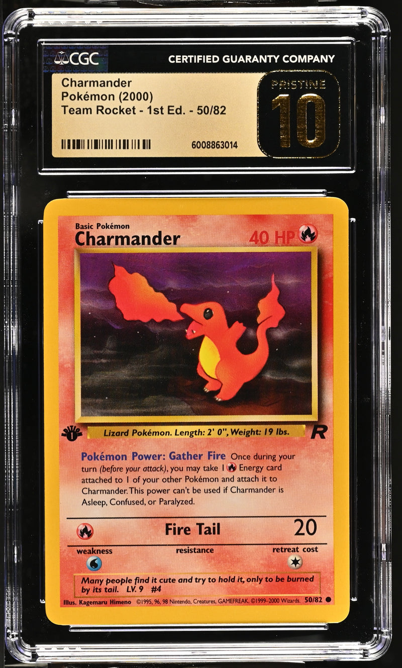 Charmander 50/82 Team Rocket 1st Edition CGC Pristine 10 6008863014
