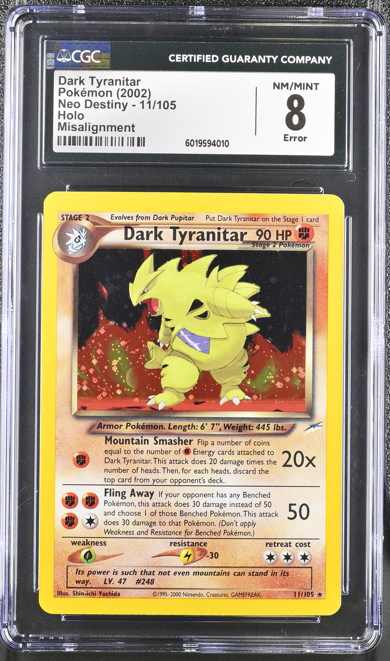 Dark Tyranitar 11/105 Misalignment Error Neo Destiny CGC 8 6019594010
