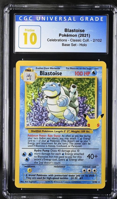Blastoise 2/102 Celebrations: Classic Collection CGC Pristine 10 4169294117