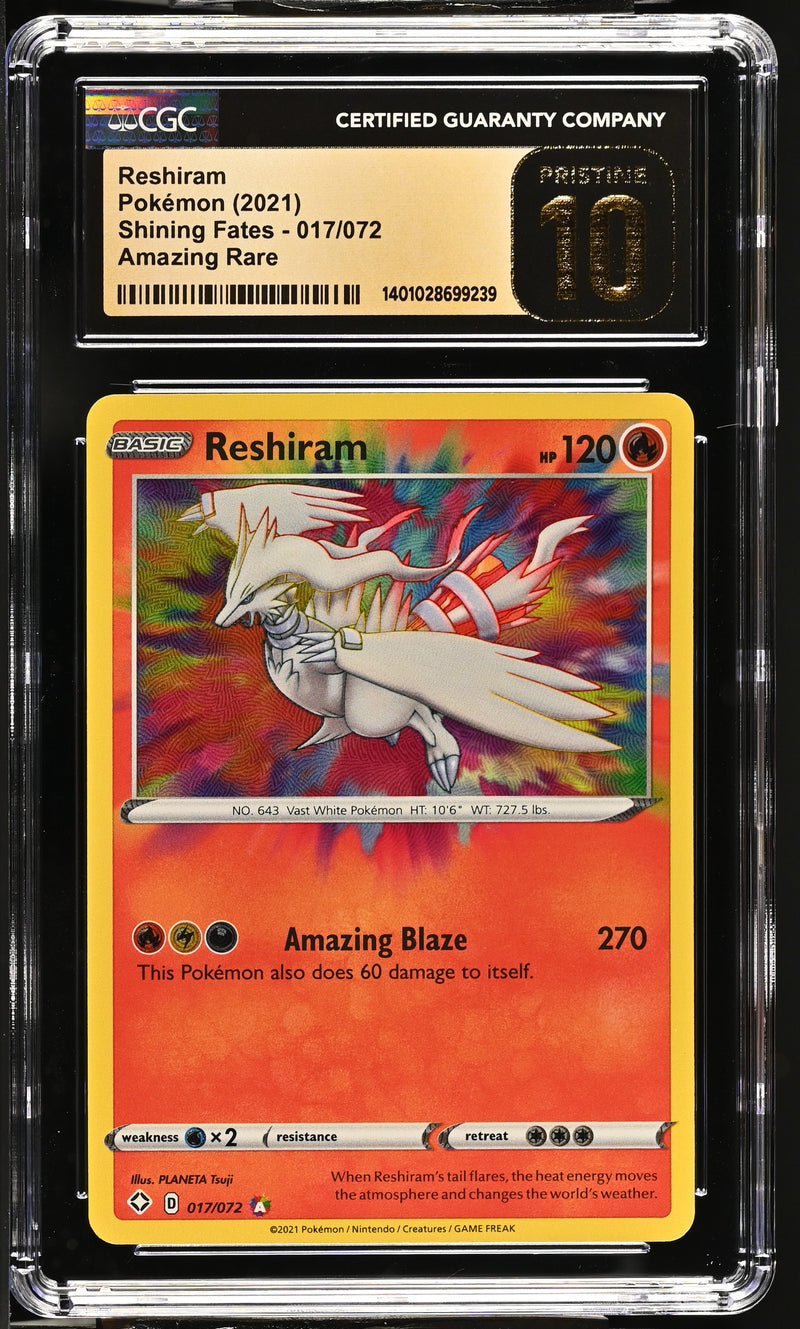 Reshiram 017/072 Shining Fates Amazing Rare CGC Pristine 10 1401028699239