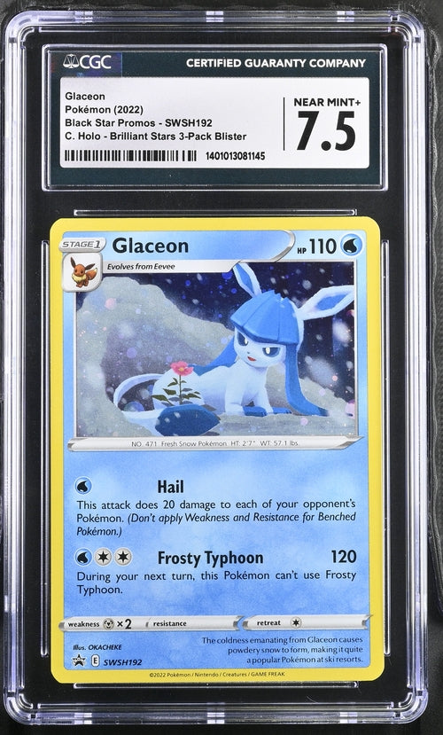 Glaceon SWSH192 Sword & Shield Black Star Promos CGC 7.5 1401013081145