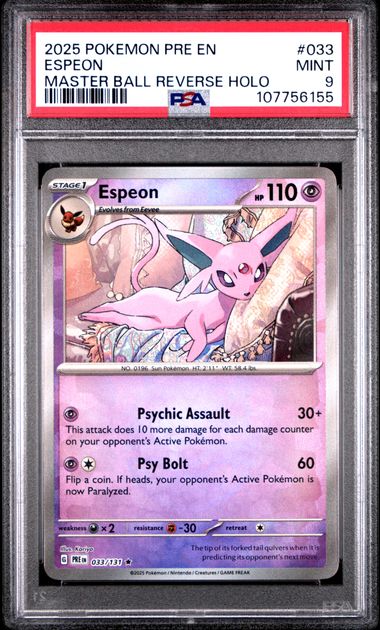 Espeon (Master Ball) 033/131 Prismatic Evolutions PSA 9 107756155
