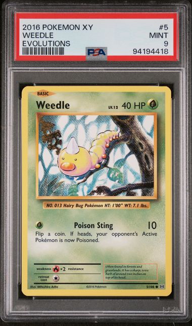 Weedle 5/108 XY Evolutions PSA 9 94194418
