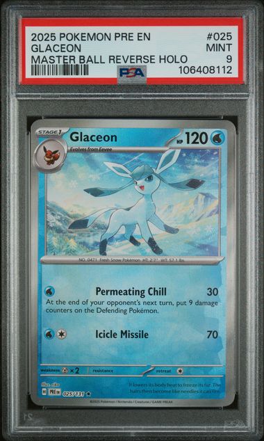 Glaceon (Master Ball)  025/131 Prismatic Evolutions PSA 9 106408112