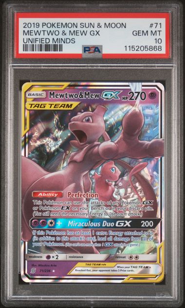 Mewtwo & Mew GX 71 Unified Minds PSA 10 115205868