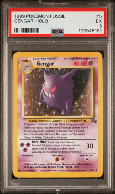 Gengar 5/62 Fossil Unlimited PSA 5 100545181