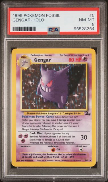 Gengar 5/62 Fossil Unlimited PSA 8 96528264