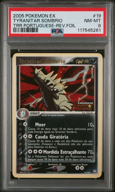 Tyranitar Sombrio - Rev. Holo 19/109 Portuguese Team Rocket PSA 8 117545261