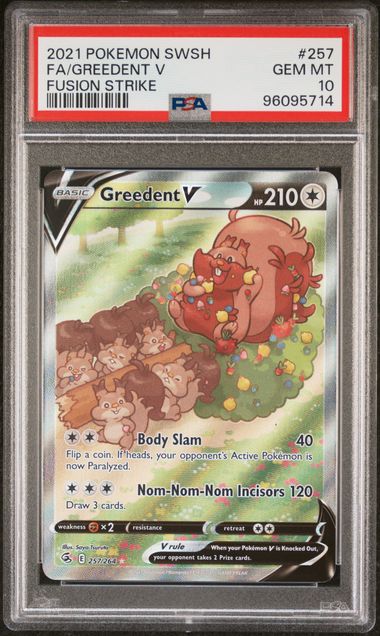 Greedent V 257/264 Swords & Shield: Fusion Strike PSA 10 96095714