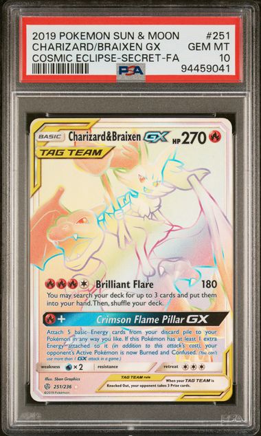 Charizard & Braixen GX 251/236 Sun & Moon: Cosmic Eclipse PSA 10 94459041