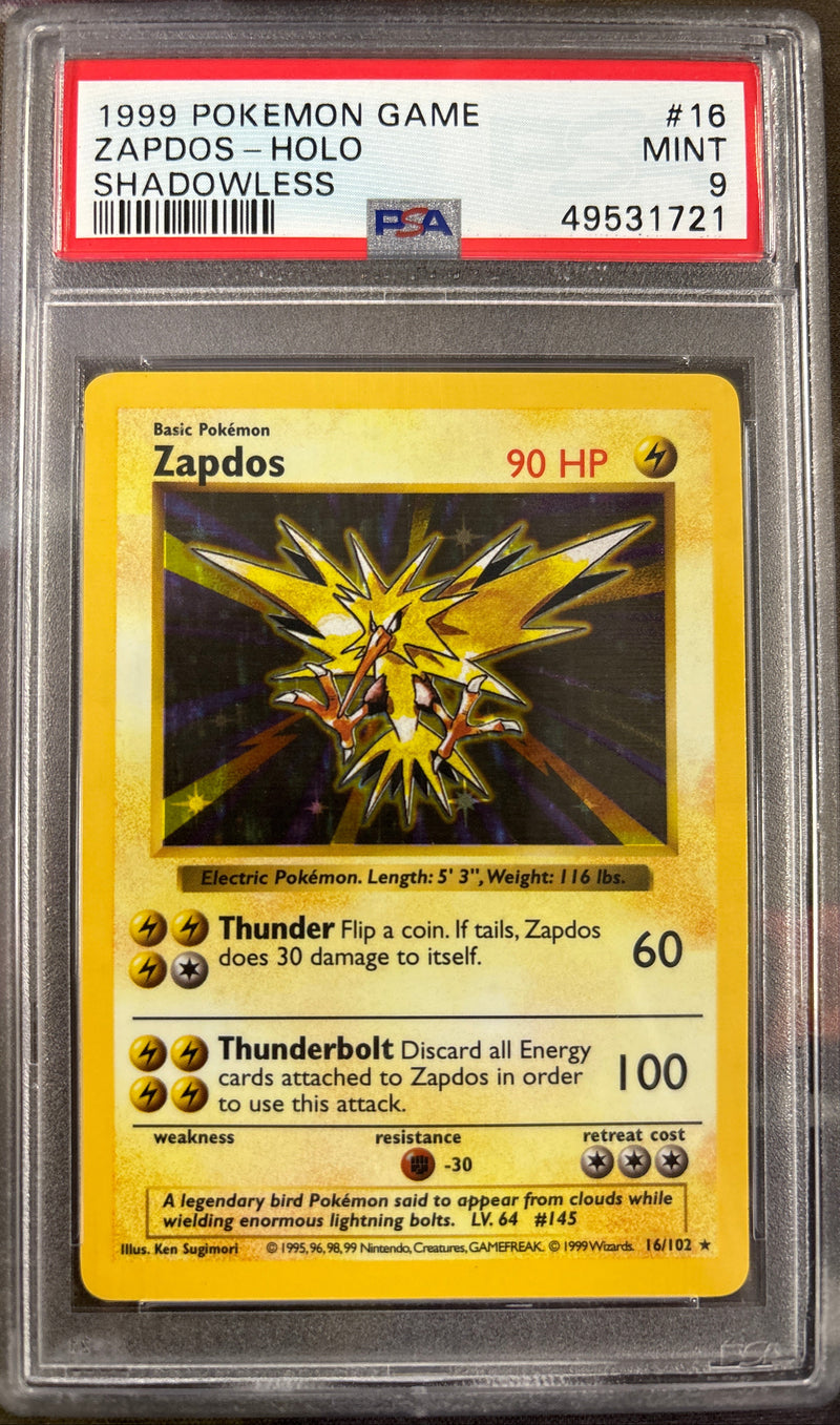 Zapdos 16/102 Base Set Shadowless PSA 9 49531721