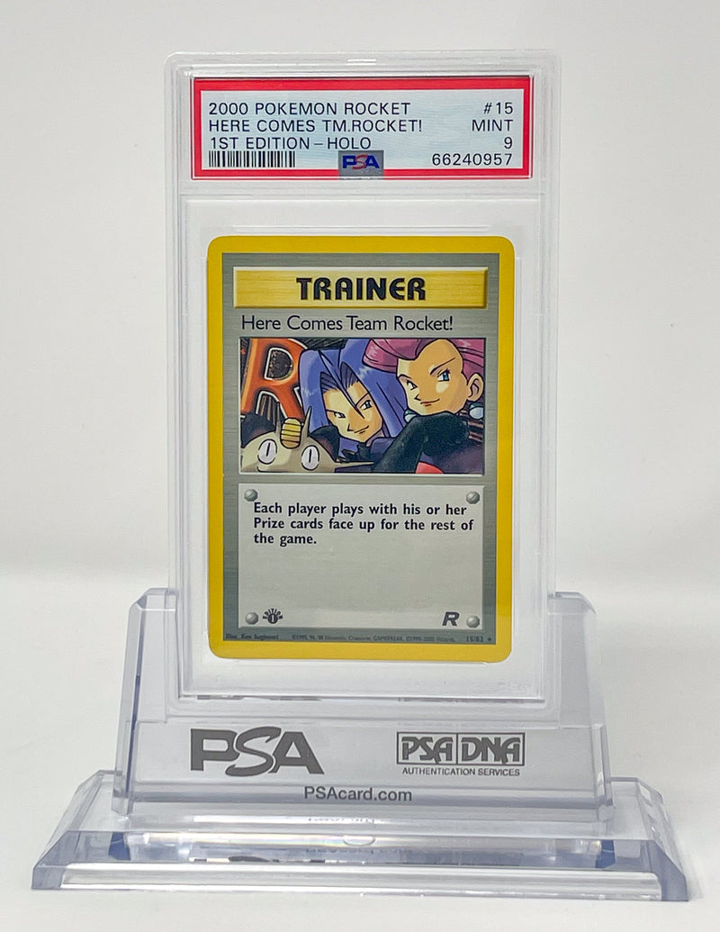 Here Comes Team Rocket! 15/18 1st Edition Holo PSA 9 66240957