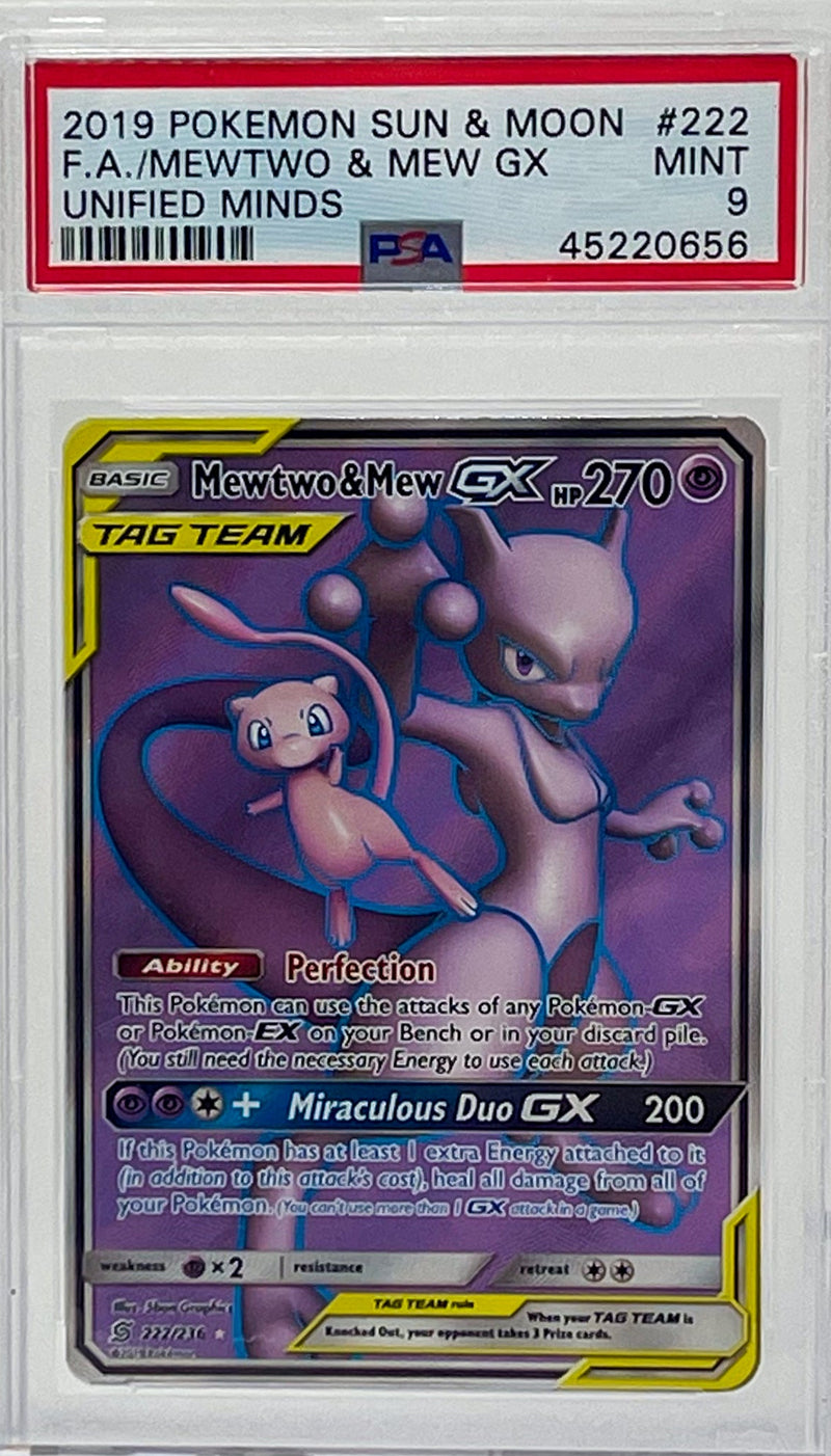 Mewtwo & Mew Gx 222/236 Unified Minds PSA 9 45220656