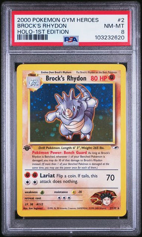 Brock's Rhydon - Holo 2/132 Gym Heroes 1st Edition PSA 8 103232620