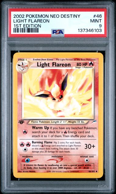 Light Flareon 46/105 Neo Destiny 1st Edition PSA 9 137346103