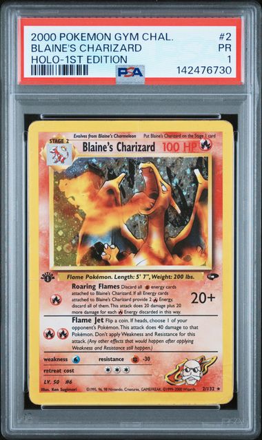 Blaine's Charizard - Holo 2/132 Gym Challenge 1st Edition PSA 1 142476730