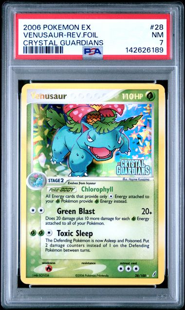 Venusaur - Rev. Holo 28/100 Crystal Guardians PSA 7 142626189