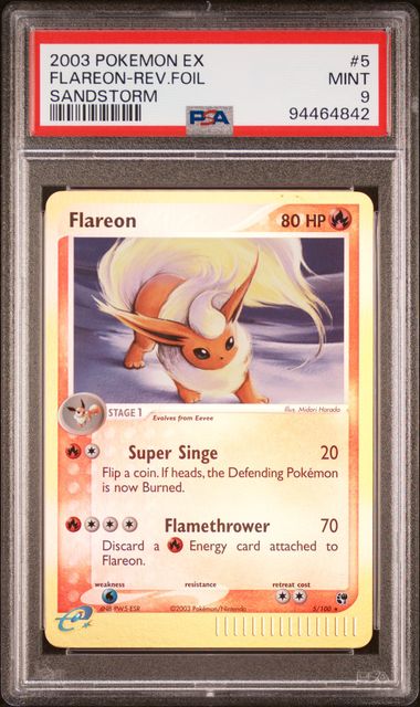 Flareon - Rev. Holo 5/100 EX Sandstorm PSA 9 94464842
