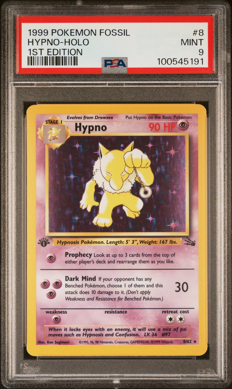 Hypno 8/62 Fossil 1st Edition PSA 9 100545191