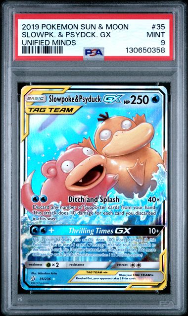 Slowpoke & Psyduck GX 35/236 Unified Minds PSA 9 130650358