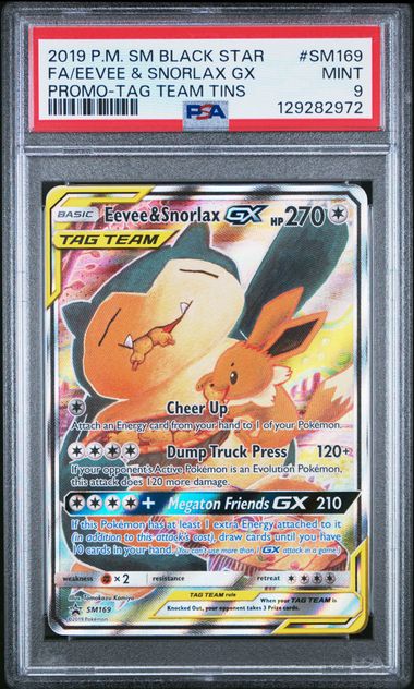 Eevee & Snorlax GX SM169 Black Star Promo PSA 9 129282972