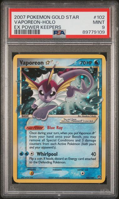 Vaporeon Gold Star 102/108 EX Power Keepers PSA 9 89779109