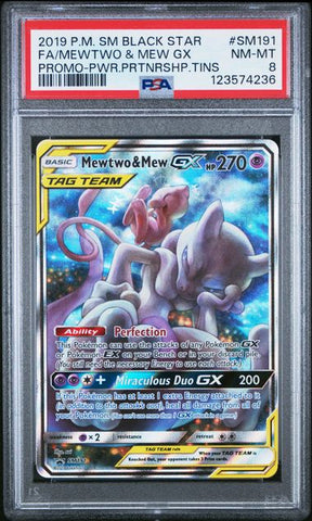 Mewtwo & Mew GX SM191 Black Star Promo PSA 8 123574236