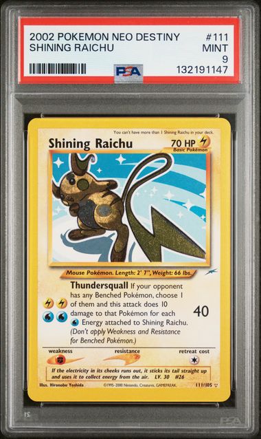 Shining Raichu - Holo 111/105 Neo Destiny PSA 9 132191147