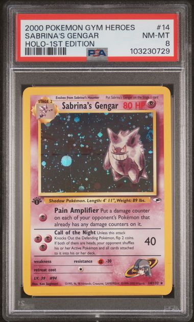 Sabrina's Gengar 14/132 Gym Heroes 1st Edition PSA 8 103230729