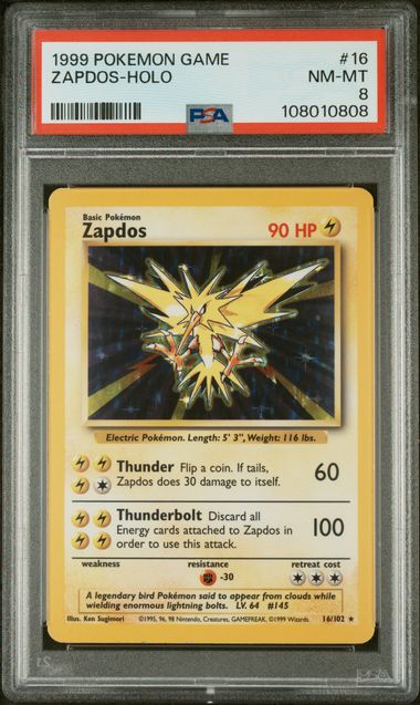 Zapdos - Holo 16/102 Base Set PSA 8 108010808