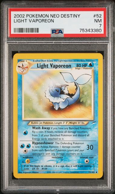 Light Vaporeon 52/105 Neo Destiny PSA 7 75343380