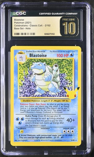 Blastoise - Holo 2/102 Celebrations Classic Collection CGC Pristine 10 6066275163