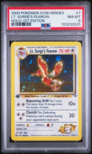 Lt. Surge's Fearow - Holo 7/132 Gym Heroes 1st Edition PSA 8 103232625
