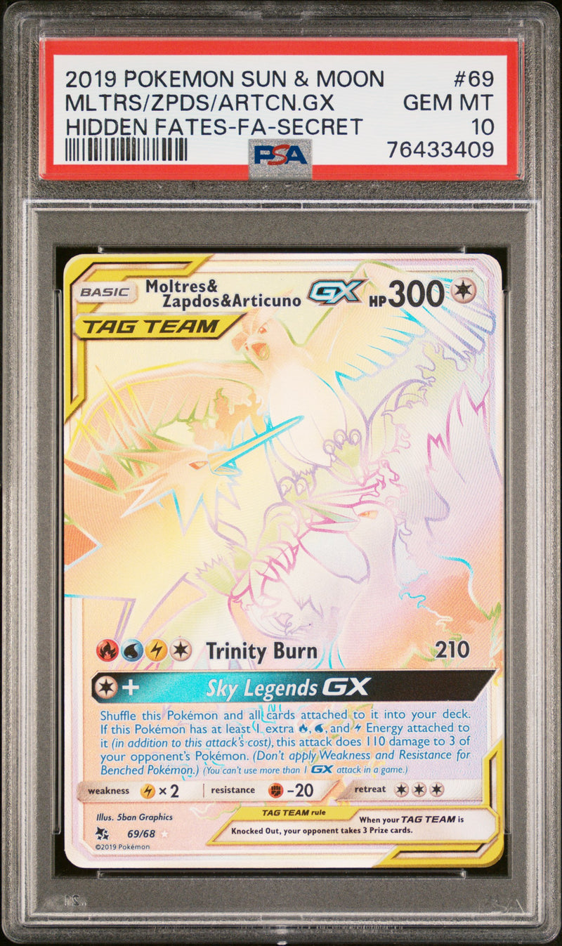 Moltres & Zapdos & Articuno 69/68 Hidden Fates PSA 10 76433409