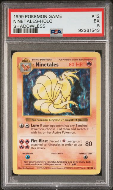 Ninetales 12/102 Base Set Shadowless PSA 5 92361543