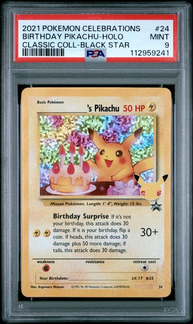 Birthday Pikachu 24 Celebrations Classic Collection PSA 9 112959241
