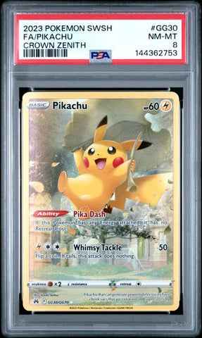 Pikachu GG30/GG70 Crown Zenith Full Art PSA 8 144362753
