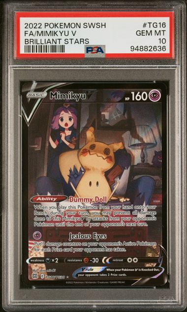 Mimikyu V TG16 Brilliant Stars Trainer Gallery PSA 10 94882636