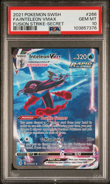 Inteleon VMAX 266 Fusion Strike Secret Full Art PSA 10 103857376