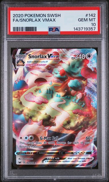 Snorlax VMAX 142 Sword & Shield Base PSA 10 143719357