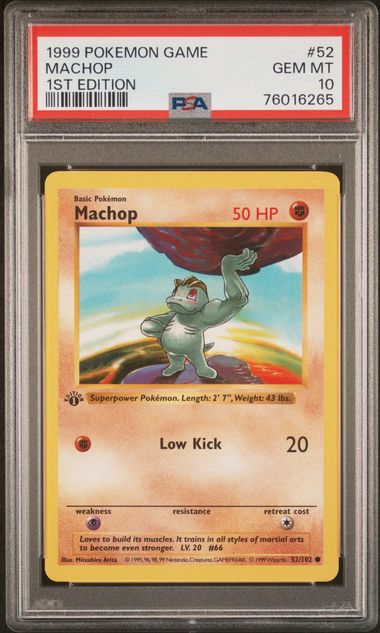 Machop 52/102 Base Set 1st Edition PSA 10 76016265