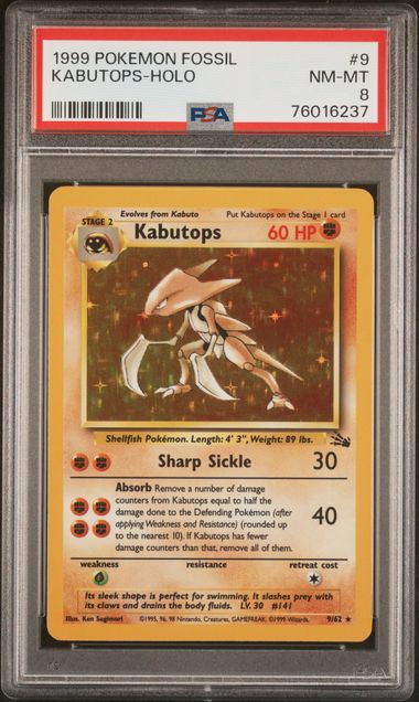 Kabutops - Holo 9/62 Fossil PSA 8 76016237