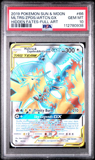 Moltres & Zapdos & Articuno GX 66/68 Hidden Fates PSA 10 112780938